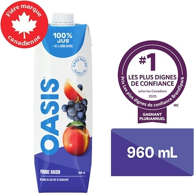 Oasis Jus de pomme et raisin 960 ml, 0,21 $/100ml
