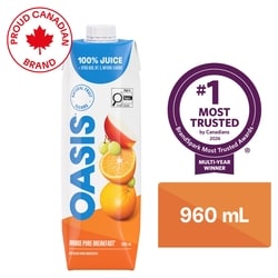 Oasis Orange Pure Breakfast Juice 960 ml, $0.13/100ml