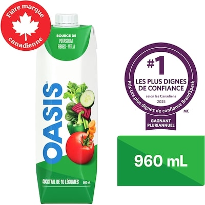 Oasis Jus cocktail 10 légumes 960 ml, 0,14 $/100ml