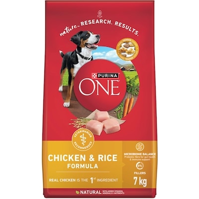 Purina ONE Microbiome Balance Chicken & Rice Formula, Dry Dog Food 7 kg, $0.43/100g