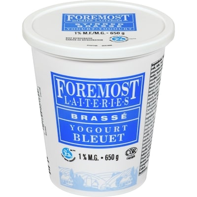 Foremost Yogourt brassé 1 % M.G., bleuet 650 g, 0,54 $/100g