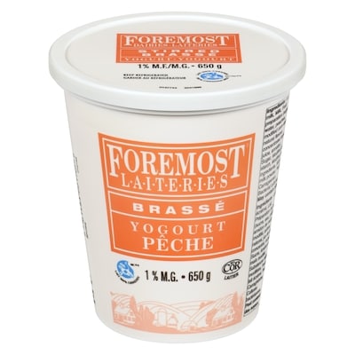 Foremost Yogourt brassé aux pêches 650 g, 0,54 $/100g