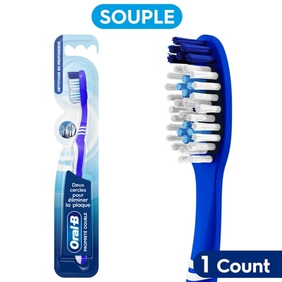 Oral-B Brosse à dents Propreté double, souple, 1 unité 1 ea, 1,00 $/1ch