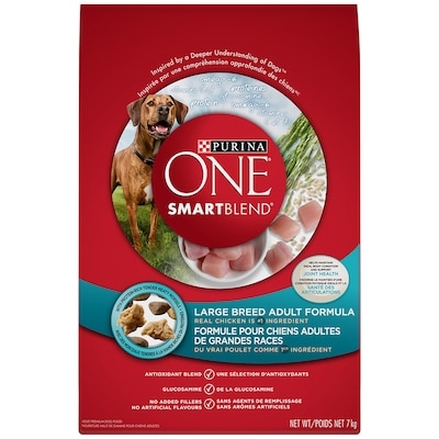 Purina ONE +Plus Nourriture pour Chiens Grandes Races Poulet, Nourriture Sèche pour Chiens 7 kg 7 kg, 0,47 $/100g
