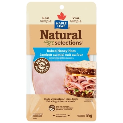 Maple Leaf Natural Selections Sliced Baked Honey Deli Ham 175 g, $48.57/1kg $4.86/100g