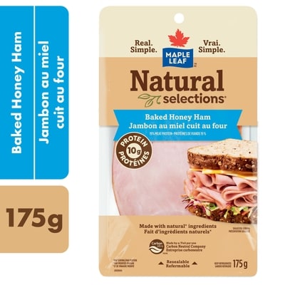 Maple Leaf Natural Selections Sliced Baked Honey Deli Ham 175 g, $48.51/1kg $4.85/100g