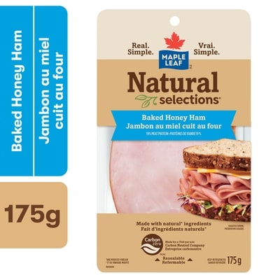 Maple Leaf Jambon au miel cuit au four tranch Natural Selections 175 g, 45,71 $/1kg 4,57 $/100g