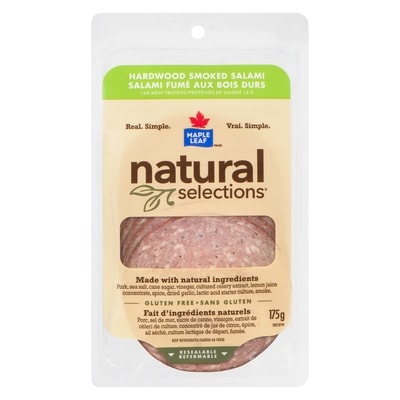Maple Leaf Natural Selections Sliced Salami Deli Meat, Hardwood Smoked 175 g, $51.37/1kg $5.14/100g