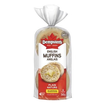 Dempster’s Muffins anglais nature 6x57.0 g, 1,11 $/100g