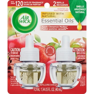 Air Wick Plug-in Air Freshener, Scented Oil Refills, Apple Cinnamon Medley, 2 Refills 2x20.0 ml, $25.00/100ml