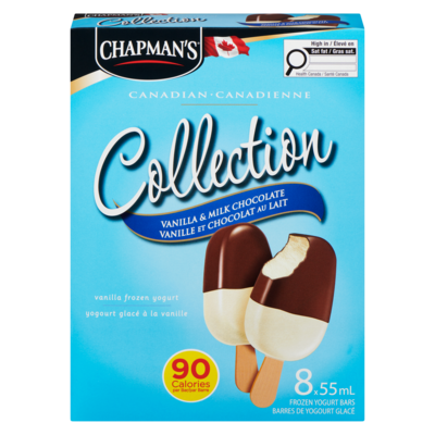Chapman’s Collection canadienne barre de yogourt glacé vanille et chocolat au lait 8x55.0 ml, 1,14 $/100ml