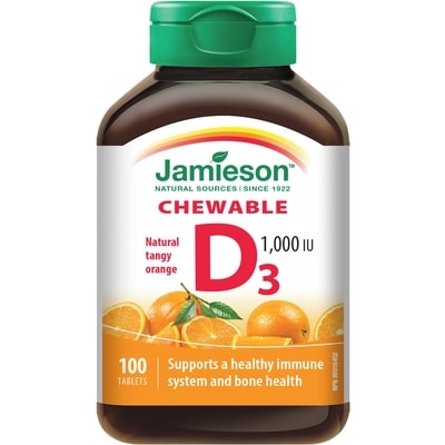 Jamieson Chewable Vitamin D 1,000 IU Natural Tangy Orange 100 ea, $0.08/1ea