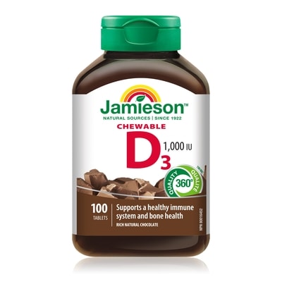 Jamieson Vitamin D3 1,000 IU Chewables Natural Chocolate Flavour 100 ea, $0.08/1ea