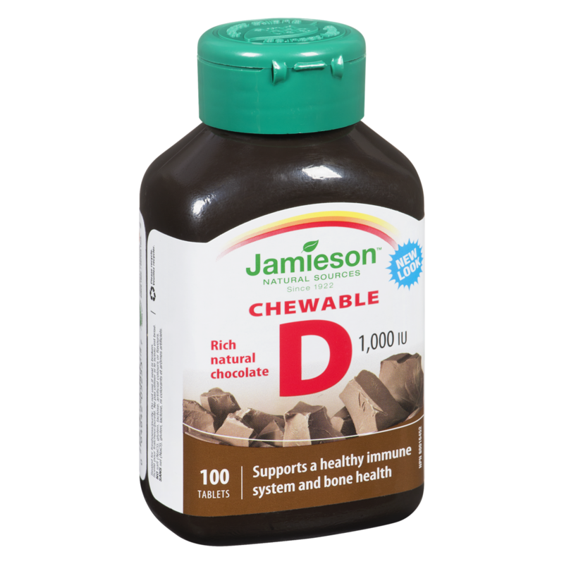 Natural Chocolate Flavour Chewable Vitamin D 1,000 IU Tablets