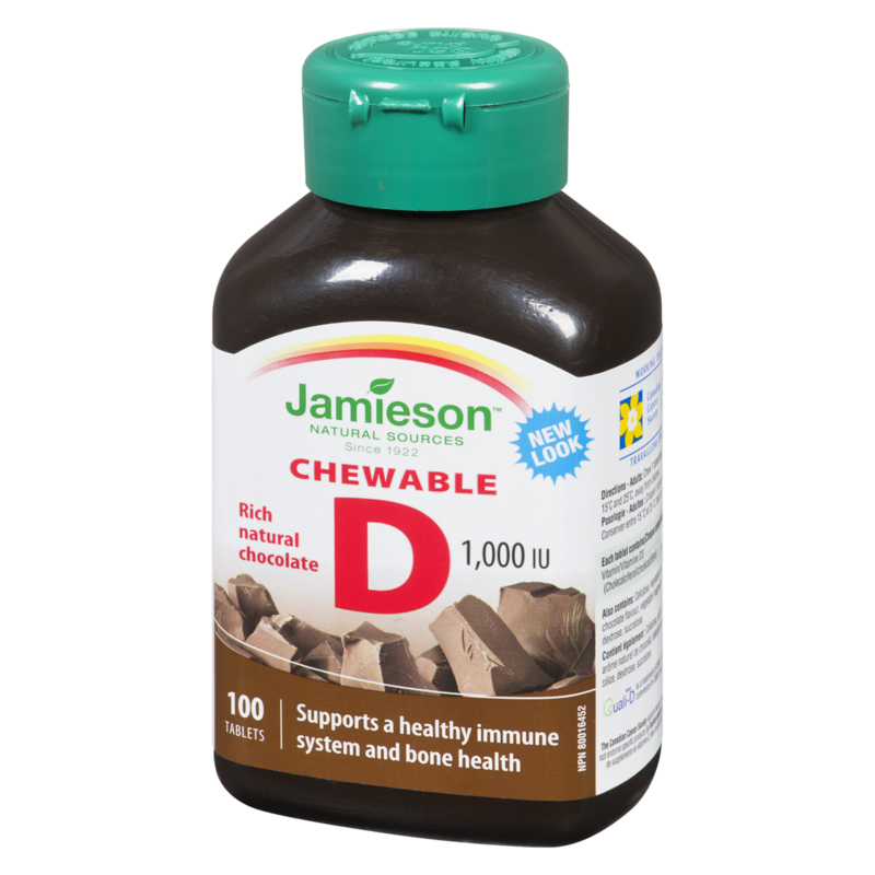 Natural Chocolate Flavour Chewable Vitamin D 1,000 IU Tablets