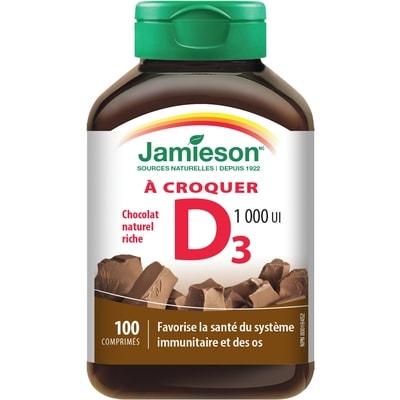 Jamieson Vitamine D à croquer 1 000 UI - Arôme naturel de chocolat 100 ea, 0,05 $/1ch