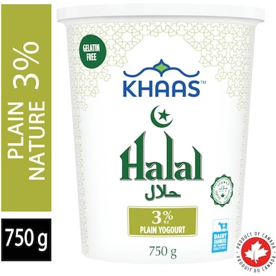 Khaas Halal Yogurt 3% Plain 750 g, $0.47/100g