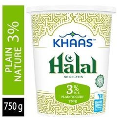 Khaas Yogourt nature halal 3 % 750 g, 0,40 $/100g