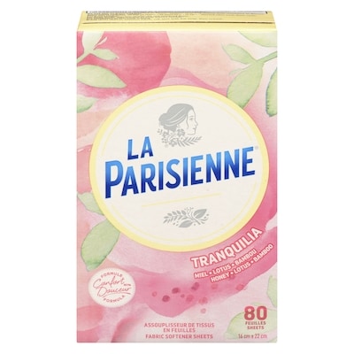 La Parisienne Assouplissant textile en feuilles, Tranquilia, 80 feuilles 1 ea, 0,07 $/1ch