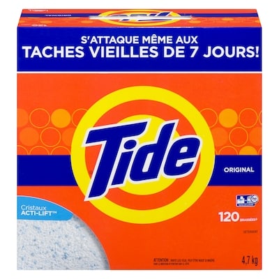 Tide Détergent à lessive en poudre, Original, 4,7 kg, 120 brassées 4.7 kg, 0,57 $/100g