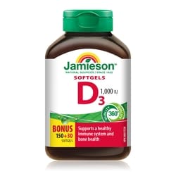 Jamieson Vitamin D 1,000 IU Premium Softgels 180 ea, $0.06/1ea