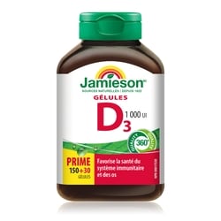 Jamieson Vitamine D 1 000 UI gélules - Supérieure 180 ea, 0,06 $/1ch