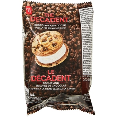 President's Choice The Decadent Chocolate Chip Cookie Vanilla Ice Cream Sandwiches 6x100.0 ml, $1.42/100ml