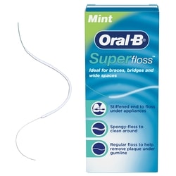 Super Floss Pre-Cut Strands, Dental Floss for Bridges, Braces and Wide Spaces, 50 Strands