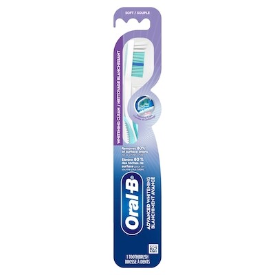 Oral-B Brosse à dents Blanc brillant, souple, 1 unité 1 ea, 6,99 $/1ch