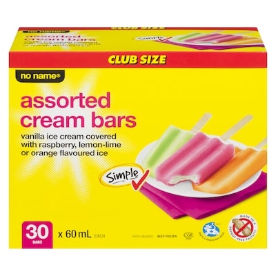 No Name Assorted Cream Bars 30x60.0 ml, $0.56/100ml