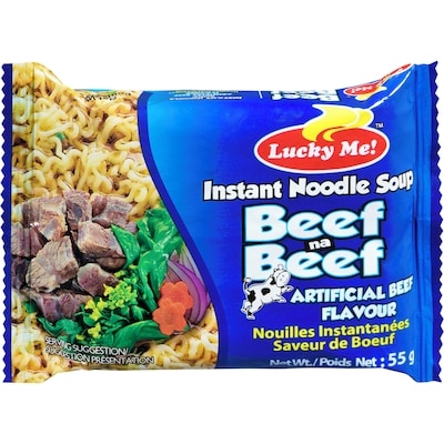 Lucky Me! Instant Noodle Soup Artificial Beef Flavour 55 g, $1.80/100g