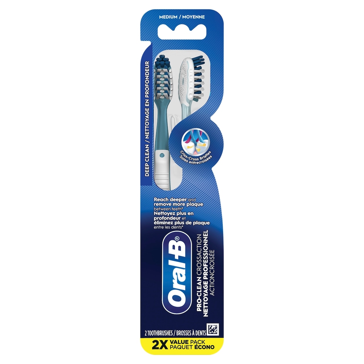 Oral-B Brosses à dents Pro-Santé Tout-en-un, moyenne, 2 unités 2 ea, 6,50 $/1ch