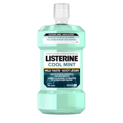 Listerine Rince-bouche antiseptique Cool Mint Zero, Sans alcool 1 l, 0,55 $/100ml