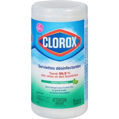 Clorox Serviettes désinfectantes au parfum fraîcheur 75 ea, 0,10 $/1ch