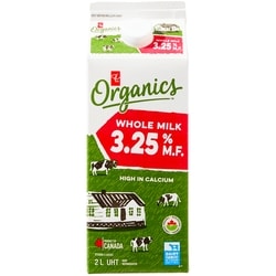 PC Organics Organic Whole Milk 3.25% M.F. 2 l, $0.41/100ml