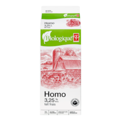 PC Biologique Lait Homogénéisé 2 l, 0,41 $/100ml