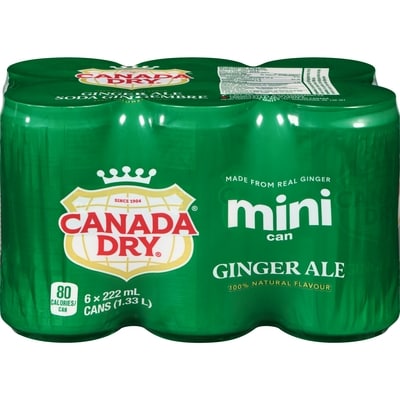 Canada Dry Ginger Ale, 6 Pack Mini-Cans 6x222.0 ml, $0.33/100ml