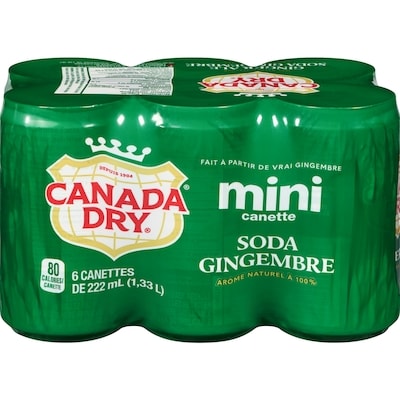 Canada Dry Soda gingembre, emballage de 6 mini-canettes 6x222.0 ml, 0,40 $/100ml
