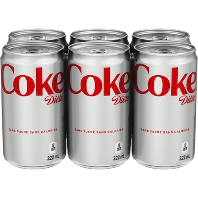 Coca-Cola Coke DièteMD 6x222.0 ml, 0,40 $/100ml