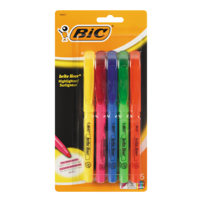 Bic Brite Liner Chisel Tip Highlighter   5x5.0 ea, $0.80/1ea