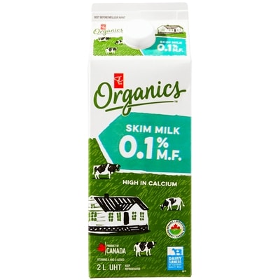 PC Organics Organic Fresh Skim Milk 2 l, $0.40/100ml