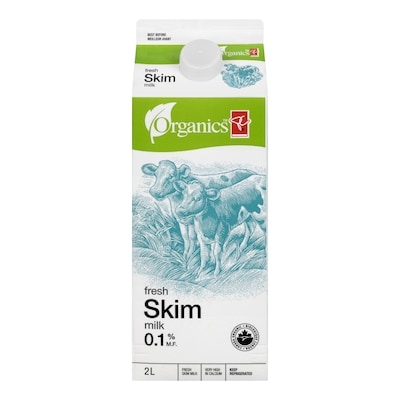 PC Organics Organic Fresh Skim Milk 2 l, $0.35/100ml