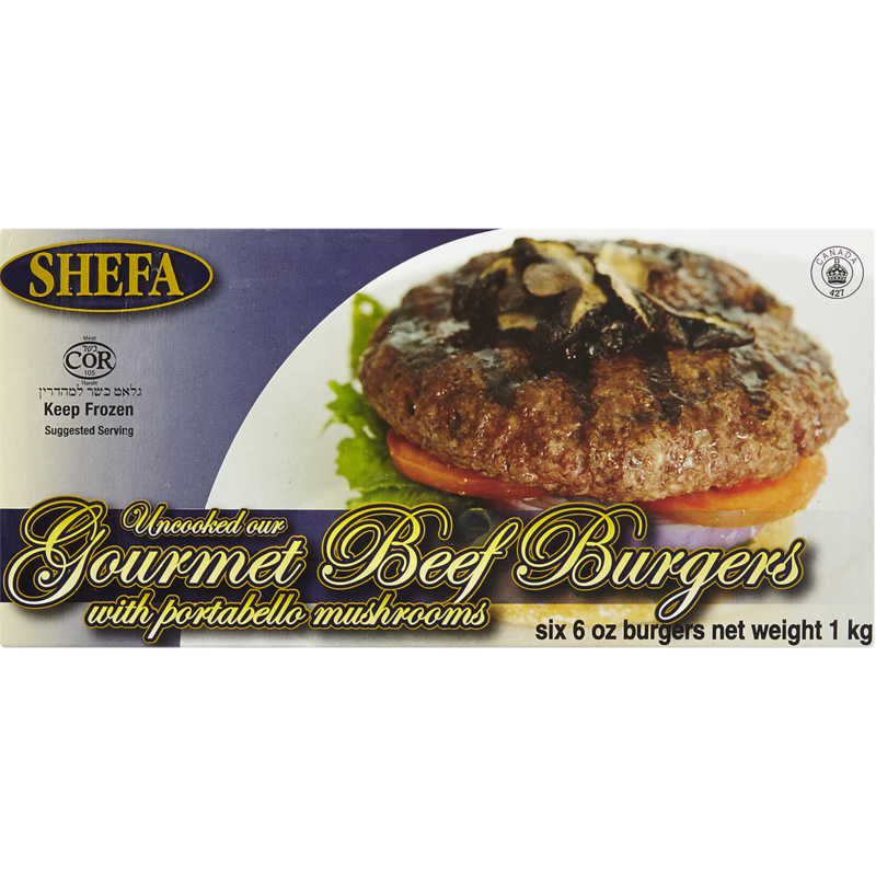 Kosher Uncooked Gourmet Burgers With Portabello Mushrooms