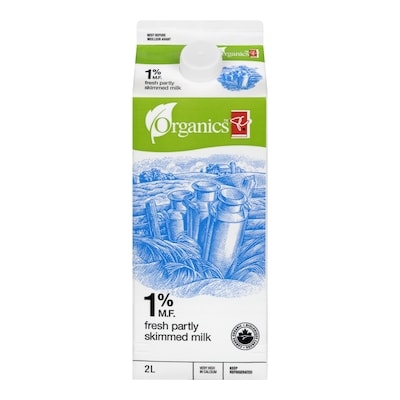 PC Organics Organic Partly Skimmed 1% Milk 2 l, $0.35/100ml