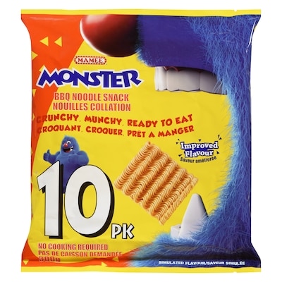 Mamee Nouilles collation Monster à saveur de barbecue 300 g, 1,16 $/100g
