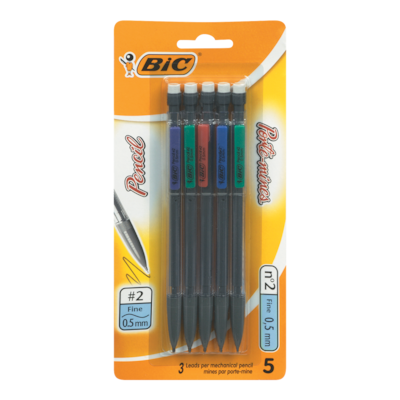 Bic Extra-Precision Mechanical Pencil, Metallic Barrel, Fine Point (0.5Mm), 5 Count 5x1.0 ea, $0.60/1ea