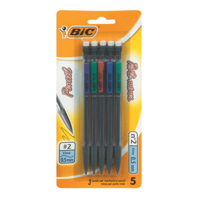 BIC Ensemble BIC de 5 porte-mines Extra Précision, cylindre en métal, pointe fine (0,5 mm) 5x1.0 ea, 0,60 $/1ch
