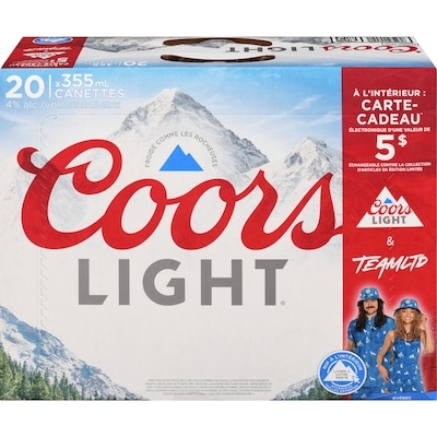 Coors Bière Coors Light (Pièce d’identité requise au moment du ramassage) 20x355.0 ml, 0,48 $/100ml