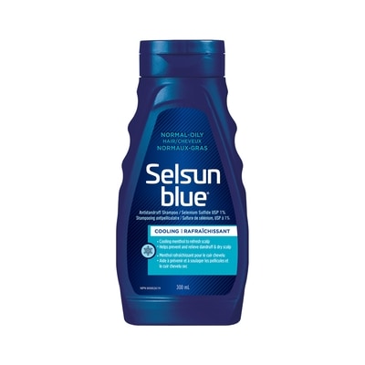 Selsun Blue Shampooing antipelliculaire pour cheveux normaux à gras, 1% sulfure de sélénium 300 ml, 4,83 $/100ml