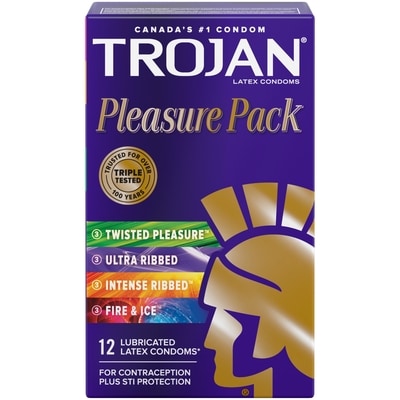 Trojan Pleasure Pack Assorted Lubricated Condoms 12 ea, $1.12/1ea